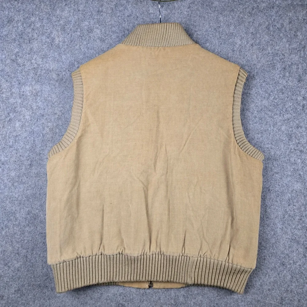 Vtg 70s Country Touch Corduroy Vest Mens L Tan Quilted Trim Workwear Western